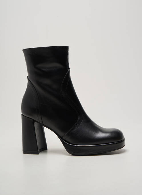 Botine/ghete țesătură satinată toc de 7 la 9 cm negru WONDERS femme