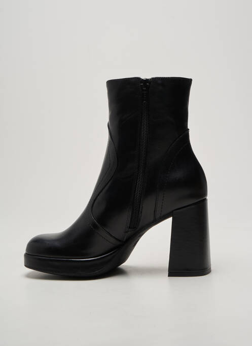 Botine/ghete țesătură satinată toc de 7 la 9 cm negru WONDERS femme