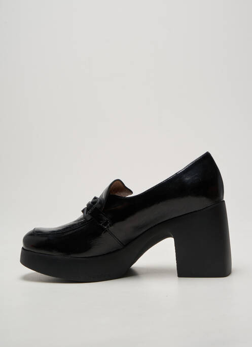Mocasini țesătură satinată toc de 7 la 9 cm negru WONDERS femme