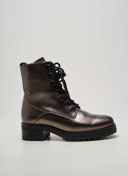 Botine/ghete închidere cu fermoar și șireturi toc de 4 la 6 cm argintiu GABOR femme