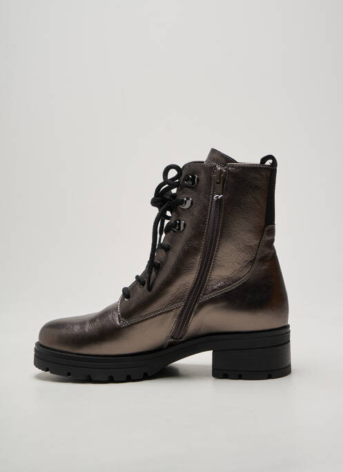 Botine/ghete închidere cu fermoar și șireturi toc de 4 la 6 cm argintiu GABOR femme