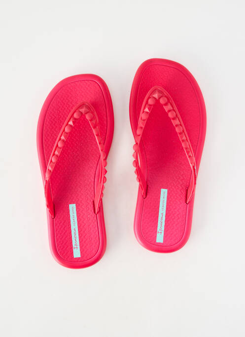 Șlapi material neted toc plat până la 3 cm roz IPANEMA femme