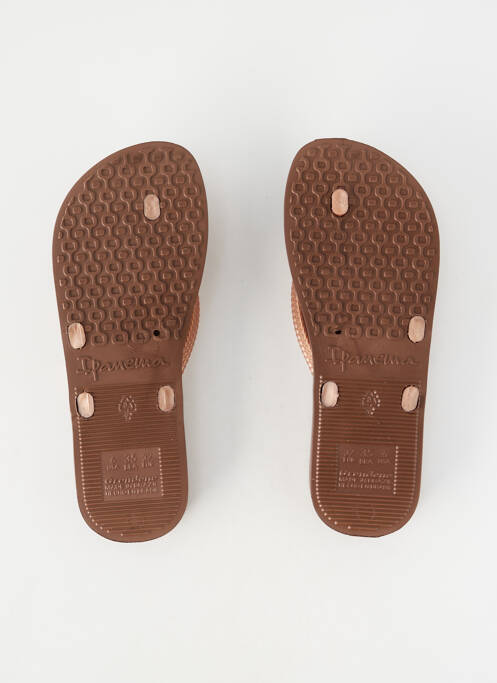 Șlapi țesătură satinată toc plat până la 3 cm maro IPANEMA femme