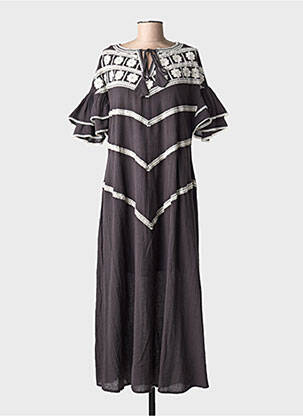 Rochie lungă mâneci scurte mâneci scurte maro STELLA FOREST femeie