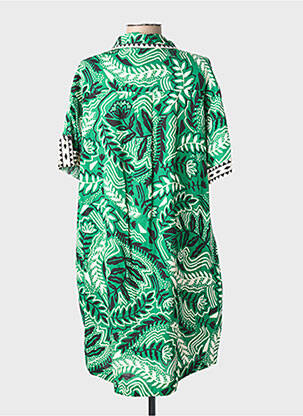Rochie midi imprimeu fantezie mâneci scurte verde SUNCOO femeie