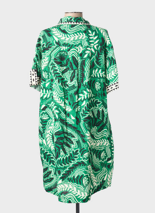 Rochie midi imprimeu fantezie mâneci scurte verde SUNCOO femme