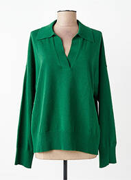 Pulover țesătură melanj mâneci lungi verde GANT femme