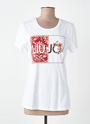 Tricou serigrafie cu strasuri mâneci scurte alb LIU JO femme