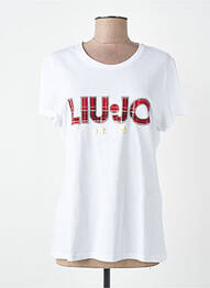Tricou serigrafie cu strasuri mâneci scurte alb LIU JO femeie