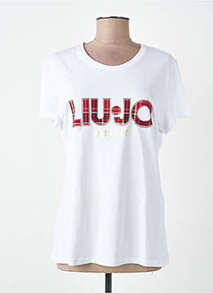 Tricou serigrafie cu strasuri mâneci scurte alb LIU JO femme