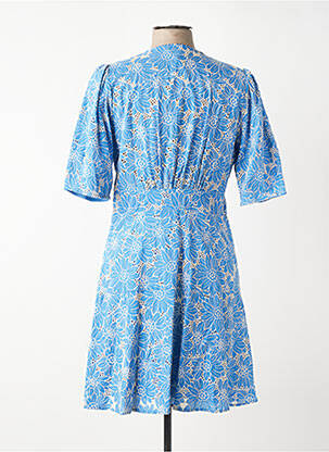 Rochie midi imprimeu floral mâneci scurte albastru SUNCOO femeie