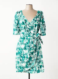 Rochie midi imprimeu fantezie mâneci scurte verde SUNCOO femme