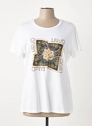 Tricou serigrafie cu strasuri mâneci scurte alb LIU JO femme