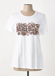 Tricou serigrafie cu strasuri mâneci scurte alb LIU JO femeie