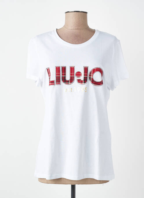 Tricou serigrafie cu strasuri mâneci scurte alb LIU JO femme