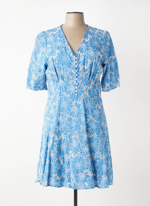 Rochie midi imprimeu floral mâneci scurte albastru SUNCOO femme