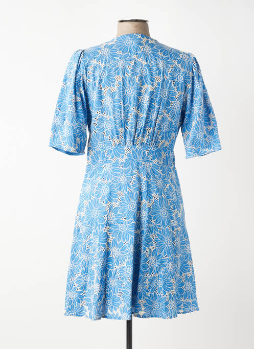 Rochie midi imprimeu floral mâneci scurte albastru SUNCOO femme