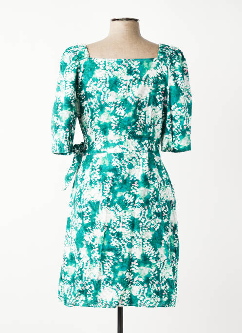 Rochie midi imprimeu fantezie mâneci scurte verde SUNCOO femme