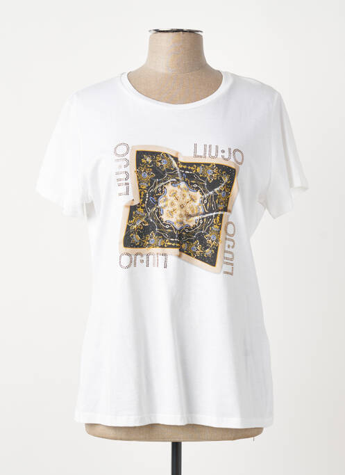 Tricou serigrafie cu strasuri mâneci scurte alb LIU JO femme