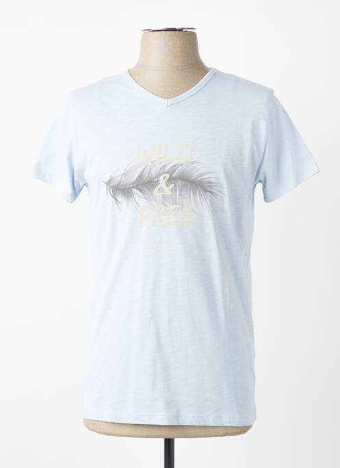 Tricou croială cambrată mâneci scurte albastru MCS homme