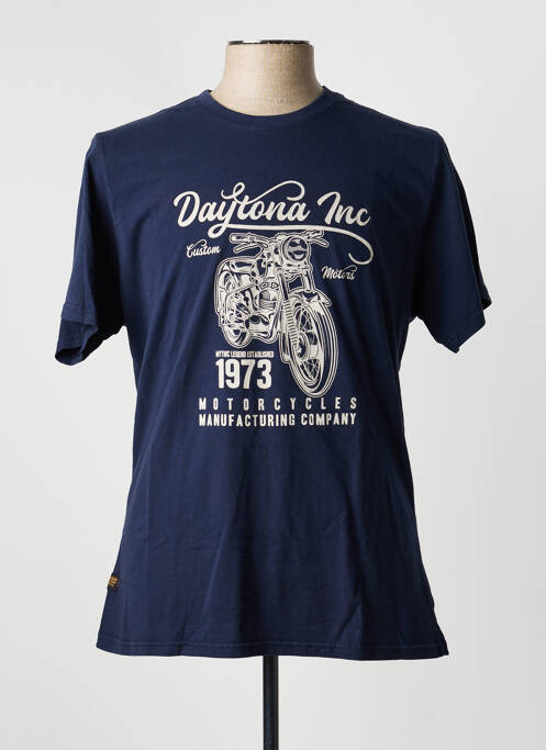 Tricou croială cambrată mâneci scurte albastru DAYTONA homme