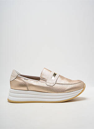 Mocasini țesătură satinată toc de 4 la 6 cm auriu DORKING femme