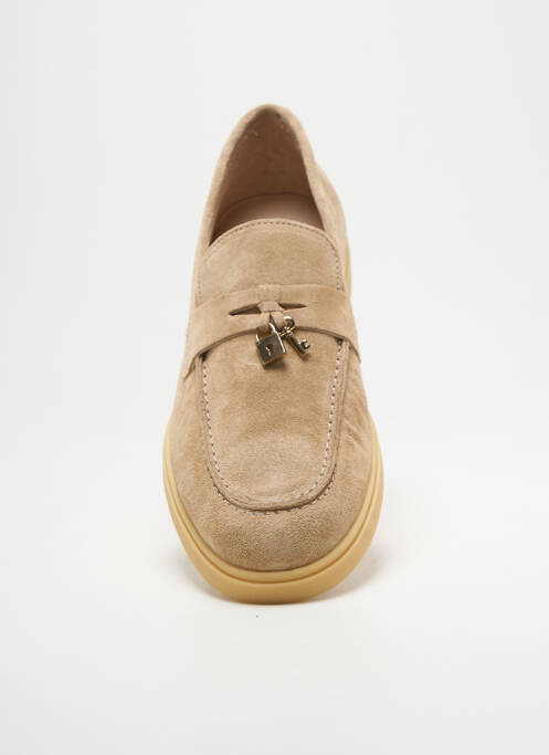 Mocasini nubuc toc plat până la 3 cm bej ALPE femme