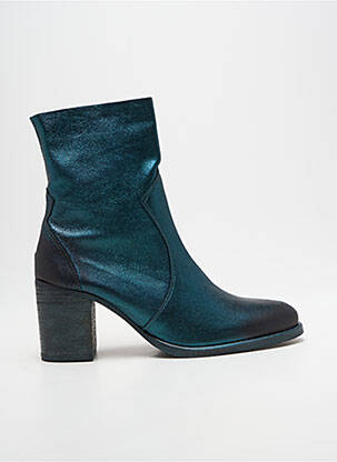 Botine/ghete țesătură satinată toc de 7 la 9 cm albastru REGARD femme