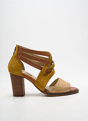 Sandale/pantofi decupați țesătură satinată toc de 7 la 9 cm galben CASTA femme