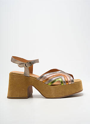 Sandale/pantofi decupați semi compensat toc de 7 la 9 cm auriu MINKA DESIGN femeie