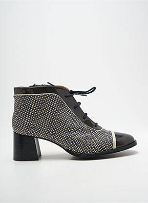 Botine/ghete țesătură satinată toc de 4 la 6 cm gri NEMONIC femme