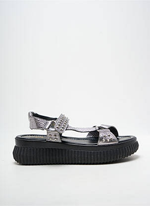 Sandale/pantofi decupați țesătură satinată toc de 4 la 6 cm argintiu MJUS femme