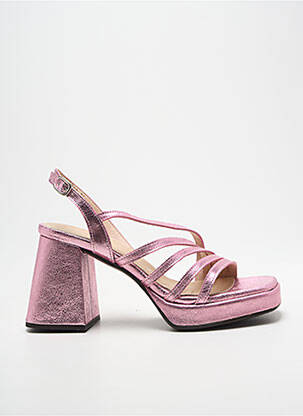 Sandale/pantofi decupați țesătură satinată toc de 7 la 9 cm roz WONDERS femme