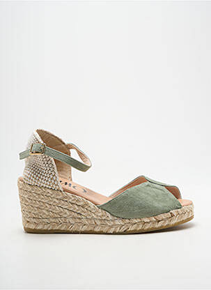 Espadrile închidere cu bride toc de 7 la 9 cm verde GAIMO femme