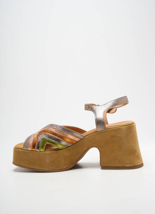 Sandale/pantofi decupați semi compensat toc de 7 la 9 cm auriu MINKA DESIGN femme