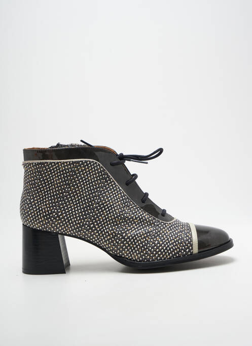 Botine/ghete țesătură satinată toc de 4 la 6 cm gri NEMONIC femme