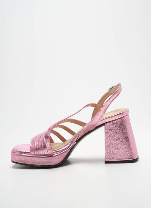 Sandale/pantofi decupați țesătură satinată toc de 7 la 9 cm roz WONDERS femme