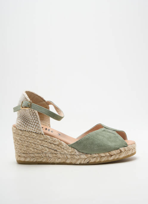 Espadrile închidere cu bride toc de 7 la 9 cm verde GAIMO femme
