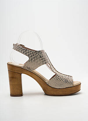 Sandale/pantofi decupați țesătură satinată toc înalt de 10cm și mai mult bej MYMA femme