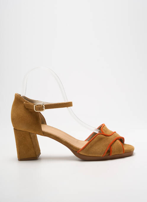 Sandale/pantofi decupați închidere cu bride toc de 4 la 6 cm maro DORKING femme