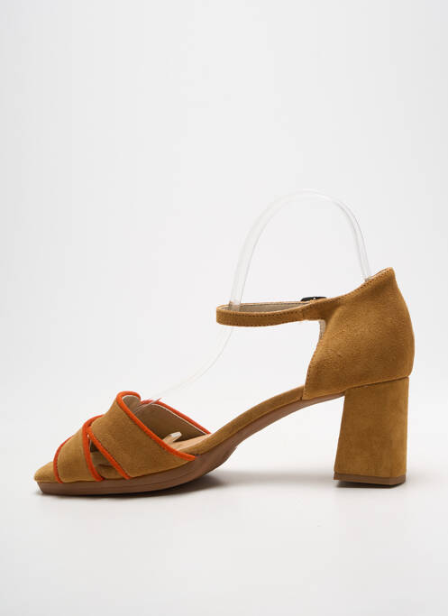 Sandale/pantofi decupați închidere cu bride toc de 4 la 6 cm maro DORKING femme