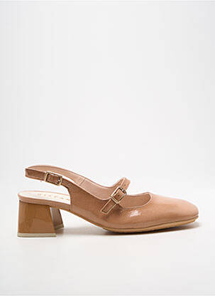 Sandale/pantofi decupați material neted toc de 4 la 6 cm bej HISPANITAS femeie