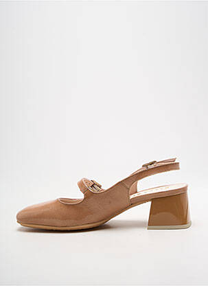 Sandale/pantofi decupați material neted toc de 4 la 6 cm bej HISPANITAS femeie