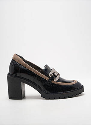 Mocasini țesătură satinată toc de 7 la 9 cm negru SOFTWAVES femeie