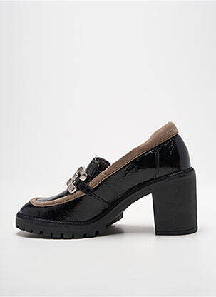 Mocasini țesătură satinată toc de 7 la 9 cm negru SOFTWAVES femeie