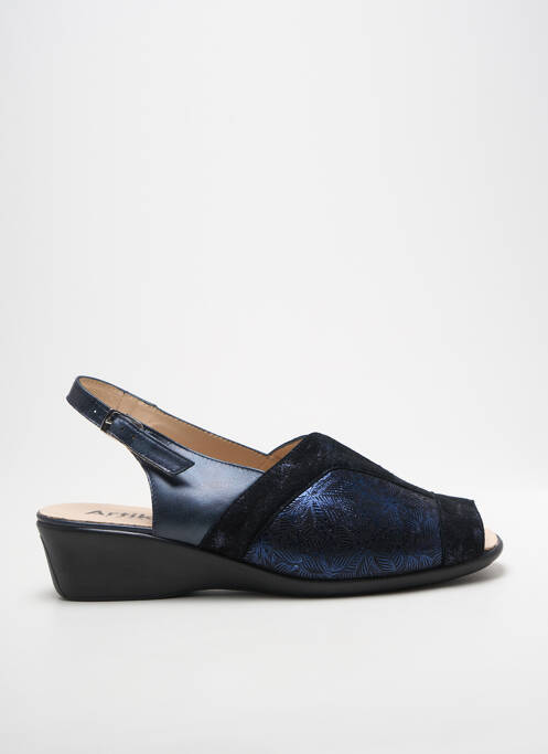 Sandale/pantofi decupați țesătură satinată toc de 4 la 6 cm albastru ARTIKA SOFT femme