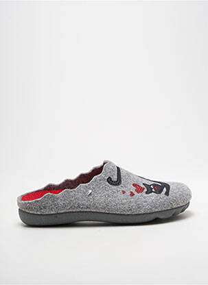 Papuci/pantofi de casă țesătură satinată toc plat până la 3 cm gri LA VAGUE femme