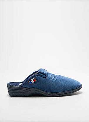 Papuci/pantofi de casă țesătură catifea toc plat până la 3 cm albastru LA VAGUE femme