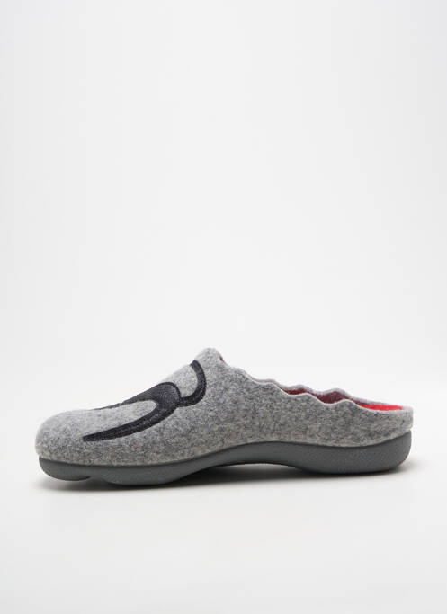 Papuci/pantofi de casă țesătură satinată toc plat până la 3 cm gri LA VAGUE femme