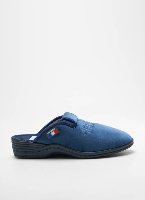 Papuci/pantofi de casă țesătură catifea toc plat până la 3 cm albastru LA VAGUE femme